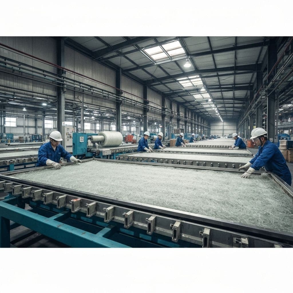 Bautex fiberglass mesh manufacturing facility with advanced production equipment and quality control systems